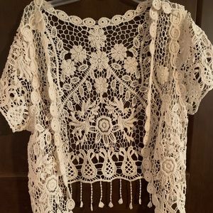 Lace cream cardigan